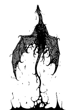 Black Dragon Ink Illustration