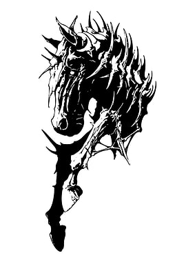 Black and White Horse Head Illustration