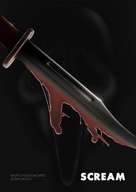 Scream Movie Poster with Bloody Knife