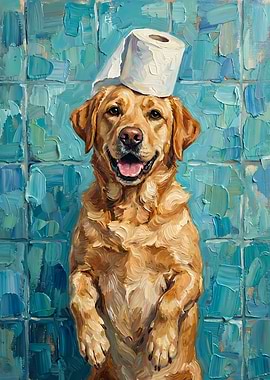 Golden Retriever Dog Toilet Paper