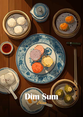 Dim Sum Still Life Illustration