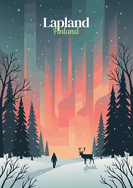 Lapland Finland Winter Landscape Illustration