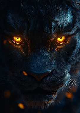 Intense Black Panther with Glowing Eyes