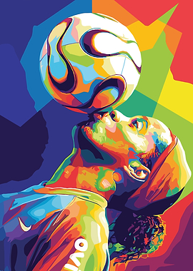Ronaldinho Soccer Player with Ball Pop Art