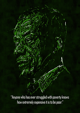 Green Portrait with Poverty Quote