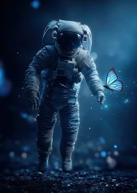 Astronaut and Butterfly in Space