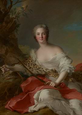 Portrait of Madame Bonnier de la Mosson as Diana – Elegant 18th-Century Mythical Portrait