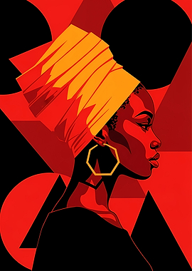 African Woman Portrait in Geometric Style