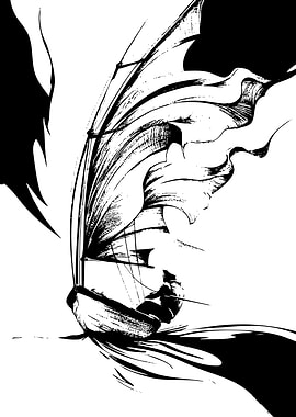 Monochrome Sailing Boat Illustration