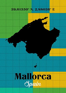 Mallorca, Spain Map Art portrait