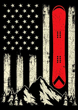 Snowboarding Skiing Snowboard American Flag Snowboarder