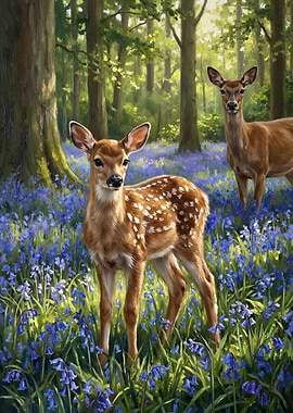 Deer in Bluebell Forest