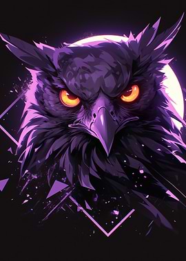 Purple Owl with Glowing Eyes