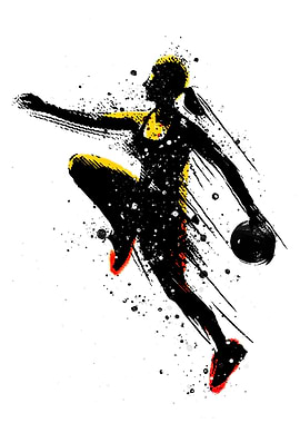 Basketball Player Silhouette with Splatter Effect