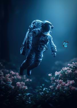 Astronaut in Floral Dreamscape