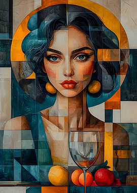 Abstract Portrait with Wine Glass
