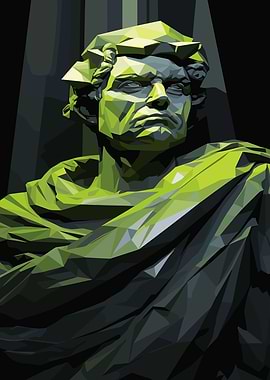 Green Low Poly Statue Portrait