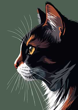 Elegant Cat Portrait in Pop Art