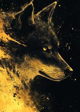 Golden Wolf Portrait