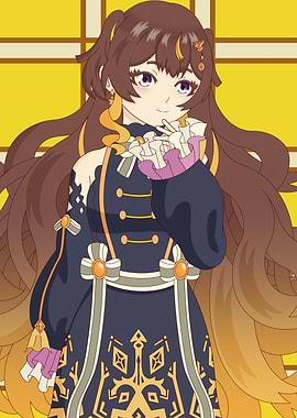 Anime Girl with Brown Hair and Dress