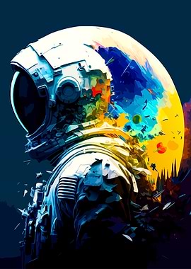 Astronaut in Space with Colorful Planet