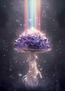 Crystal Mushroom with Rainbow Light