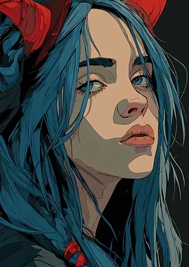 Billie Eilish Blue-haired Character