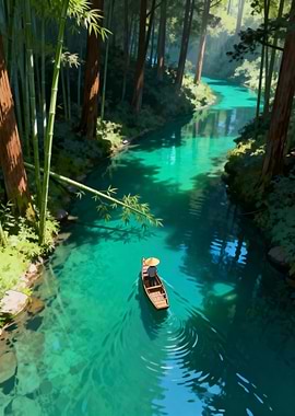 River Journey in a Lush Forest