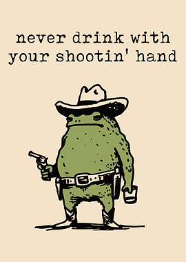 Frog Cowboy with Gun and Drink
