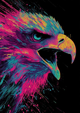 Colorful Eagle Portrait on Black Background