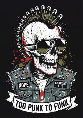 Punk Skull with Safety Pin Mohawk