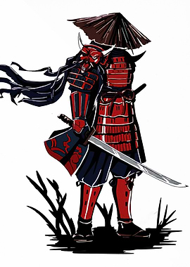 Samurai Warrior with Mask and Sword