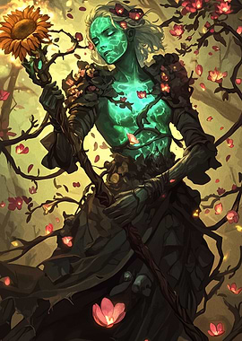 Mystical Forest Spirit with Sunflower Staff