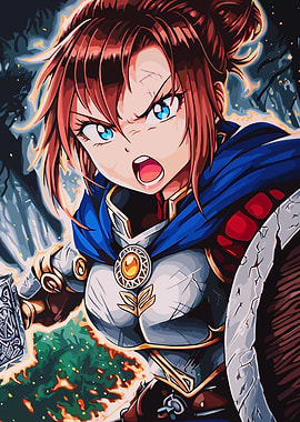 Anime Warrior Girl with Sword