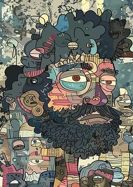 Abstract Portrait with Beard and Eyes