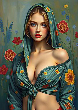 Floral Portrait of a Woman