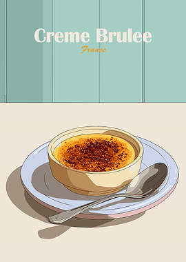 Creme Brulee France Dessert Illustration