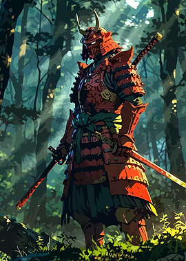 Samurai Warrior in Forest