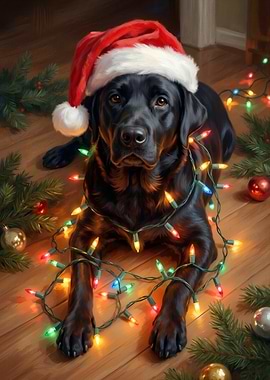 Christmas Labrador with Lights and Hat