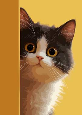 Cute Cat Peeking Illustration