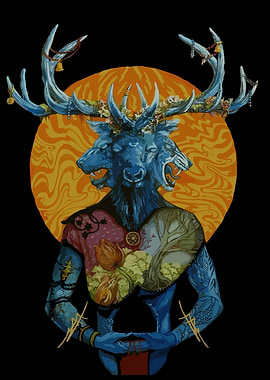 Mystical Deer-Lion Hybrid Creature Art