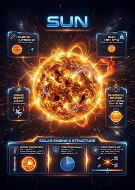 Sun infographic with facts and figures