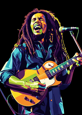 Reggae Music Colorful Pop Art Portrait