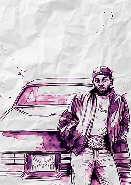 Kendrick Lamar Purple Watercolor Portrait