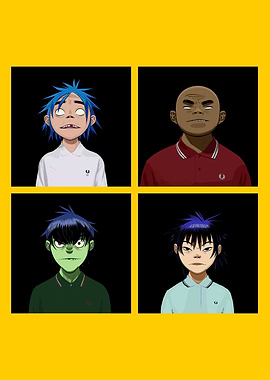 Gorillaz band members pixel art