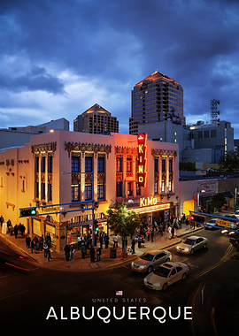 KiMo Theater in Albuquerque at night