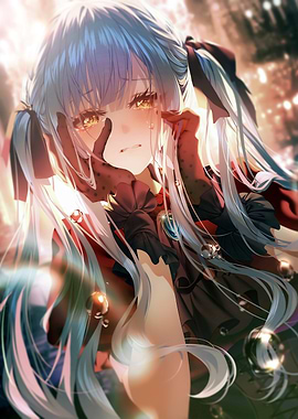 Crying Anime Girl with Pigtails