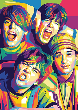 The Stone Roses Band Colorful Pop Art Portrait