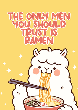 Trust Ramen Cute Alpaca Illustration