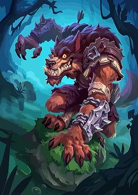Fearsome Armored Werewolf in Forest Ambush
